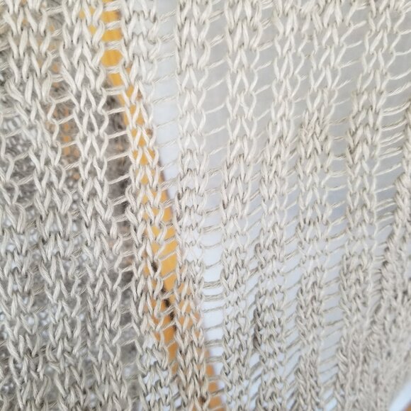 Sundance 100% Linen Crochet Top Size Medium Beige Short Sleeve Boho Festival - Picture 9 of 9